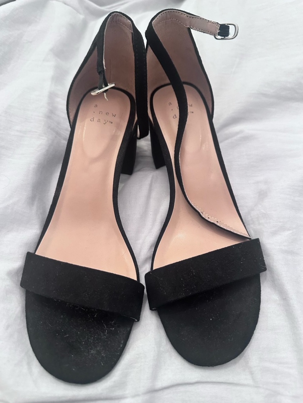 a new day Black Ankle-Strap Block Heel Sandals